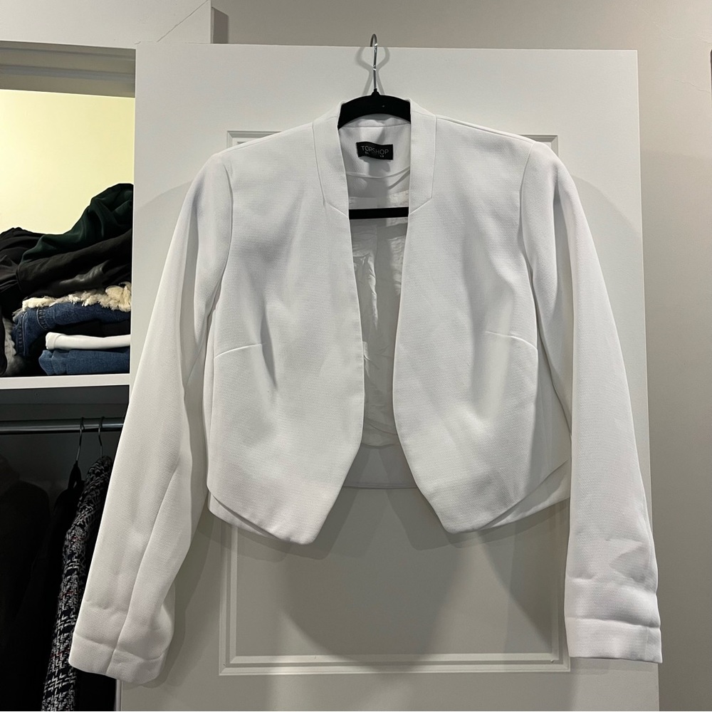 Topshop white cropped blazer